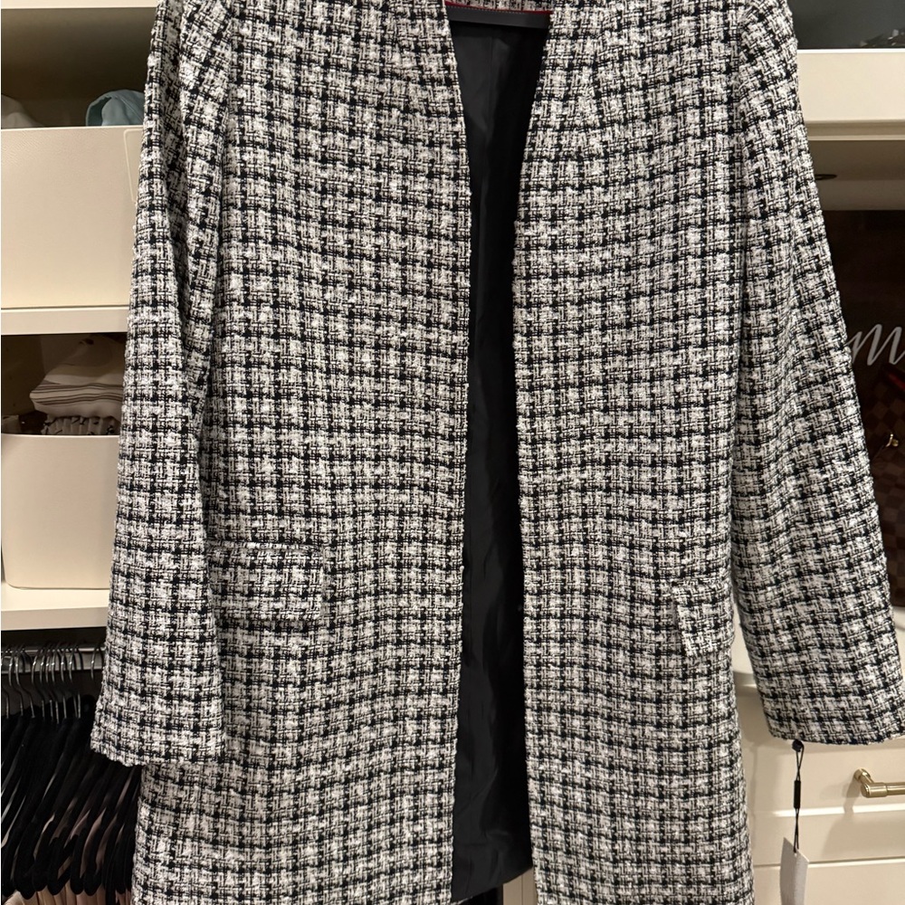 Calvin Klein Black and White Tweed Blazer